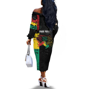 Personalized Guinea Off The Shoulder Long Sleeve Dress Elephant Soul African