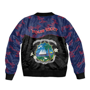 Personalized Liberia Bomber Jacket Map With Pepper Flowers Scratch Texture