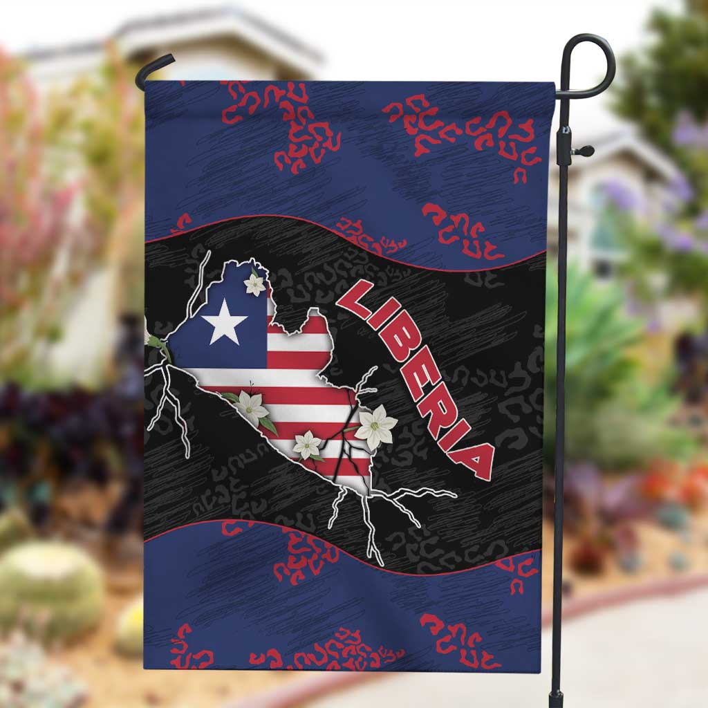 Liberia Garden Flag Map With Pepper Flowers Scratch Texture