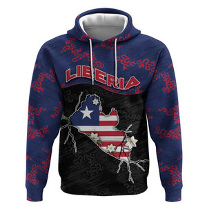 Personalized Liberia Hoodie Map With Pepper Flowers Scratch Texture