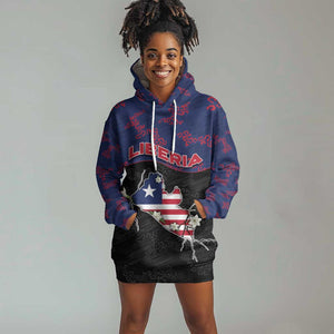 Personalized Liberia Hoodie Dress Map With Pepper Flowers Scratch Texture
