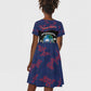 Personalized Liberia Kid Short Sleeve Dress Map With Pepper Flowers Scratch Texture