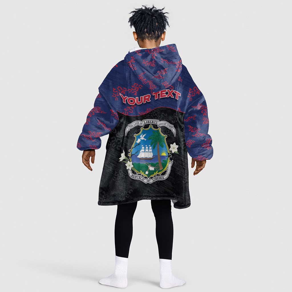 Personalized Liberia Kid Wearable Blanket Hoodie Map With Pepper Flowers Scratch Texture