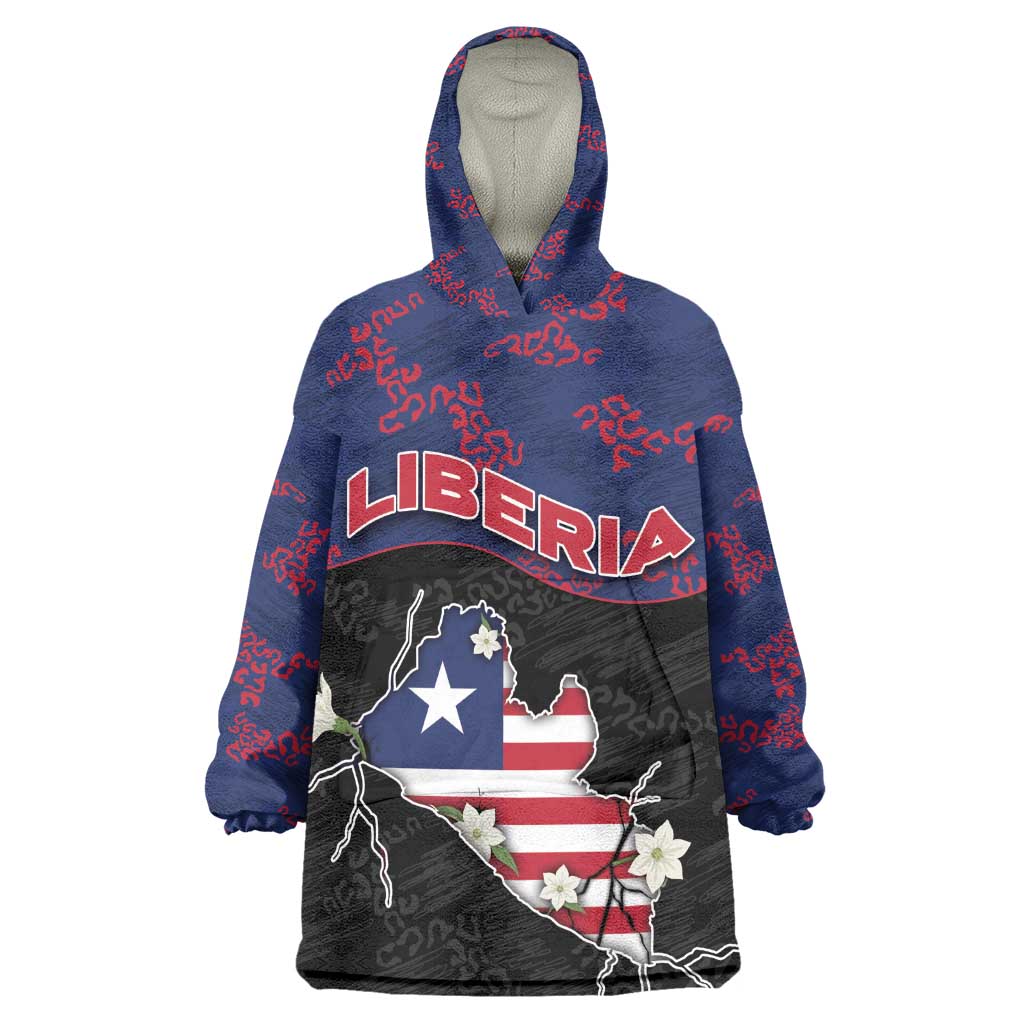 Personalized Liberia Kid Wearable Blanket Hoodie Map With Pepper Flowers Scratch Texture