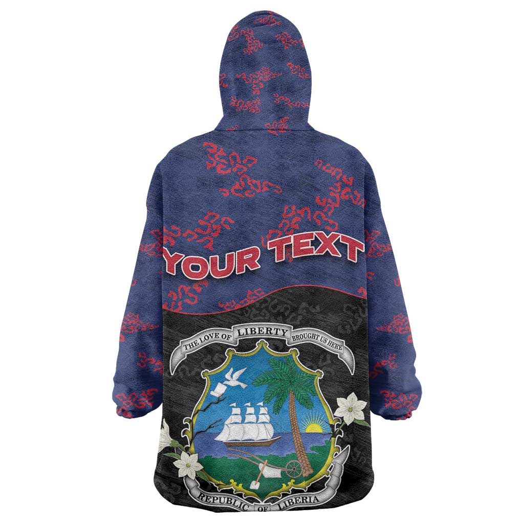 Personalized Liberia Kid Wearable Blanket Hoodie Map With Pepper Flowers Scratch Texture