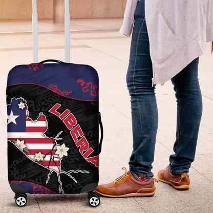 Liberia Luggage Cover Map With Pepper Flowers Scratch Texture