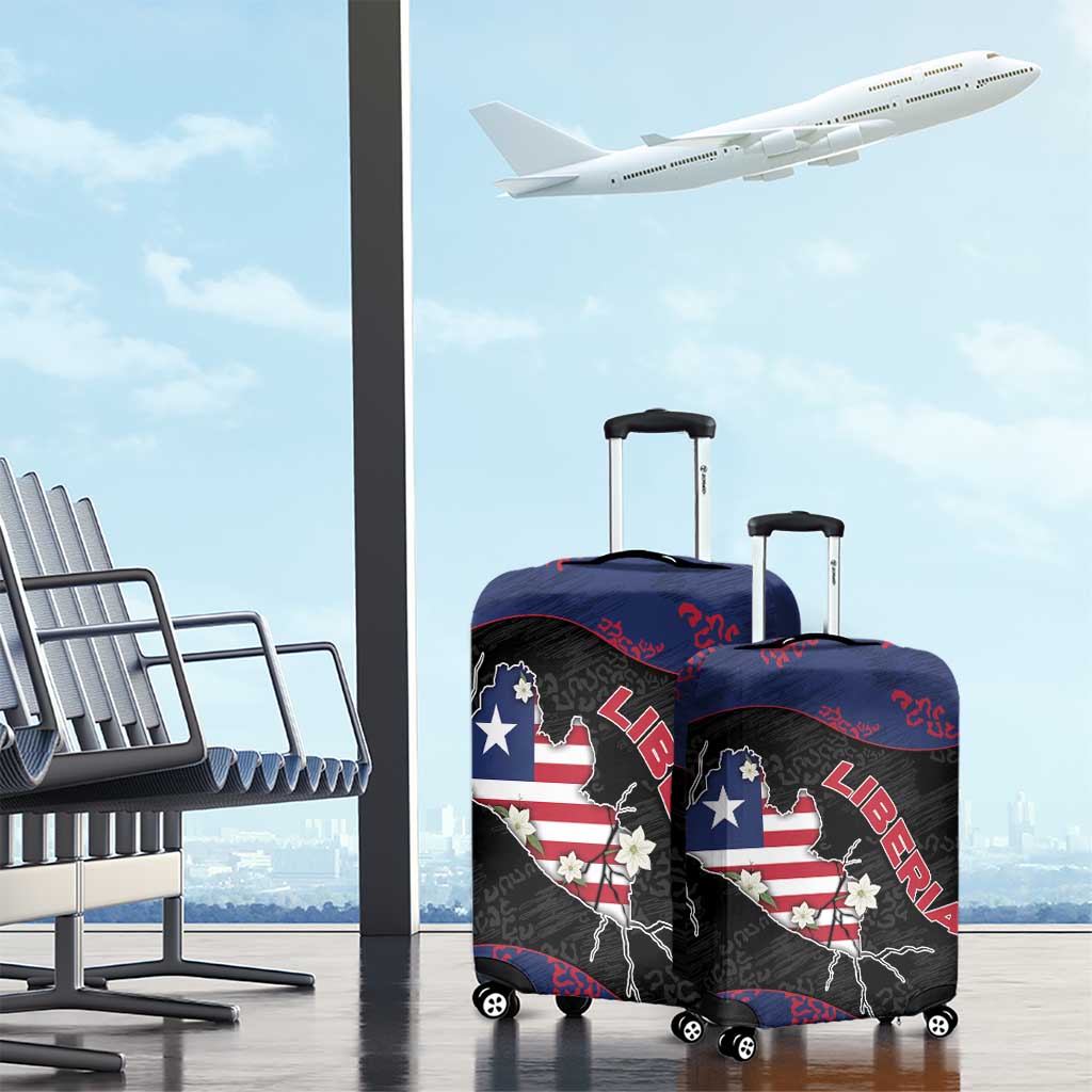 Liberia Luggage Cover Map With Pepper Flowers Scratch Texture