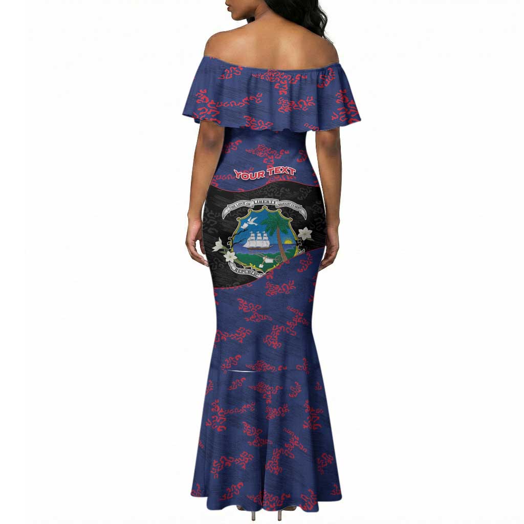 Personalized Liberia Mermaid Dress Map With Pepper Flowers Scratch Texture
