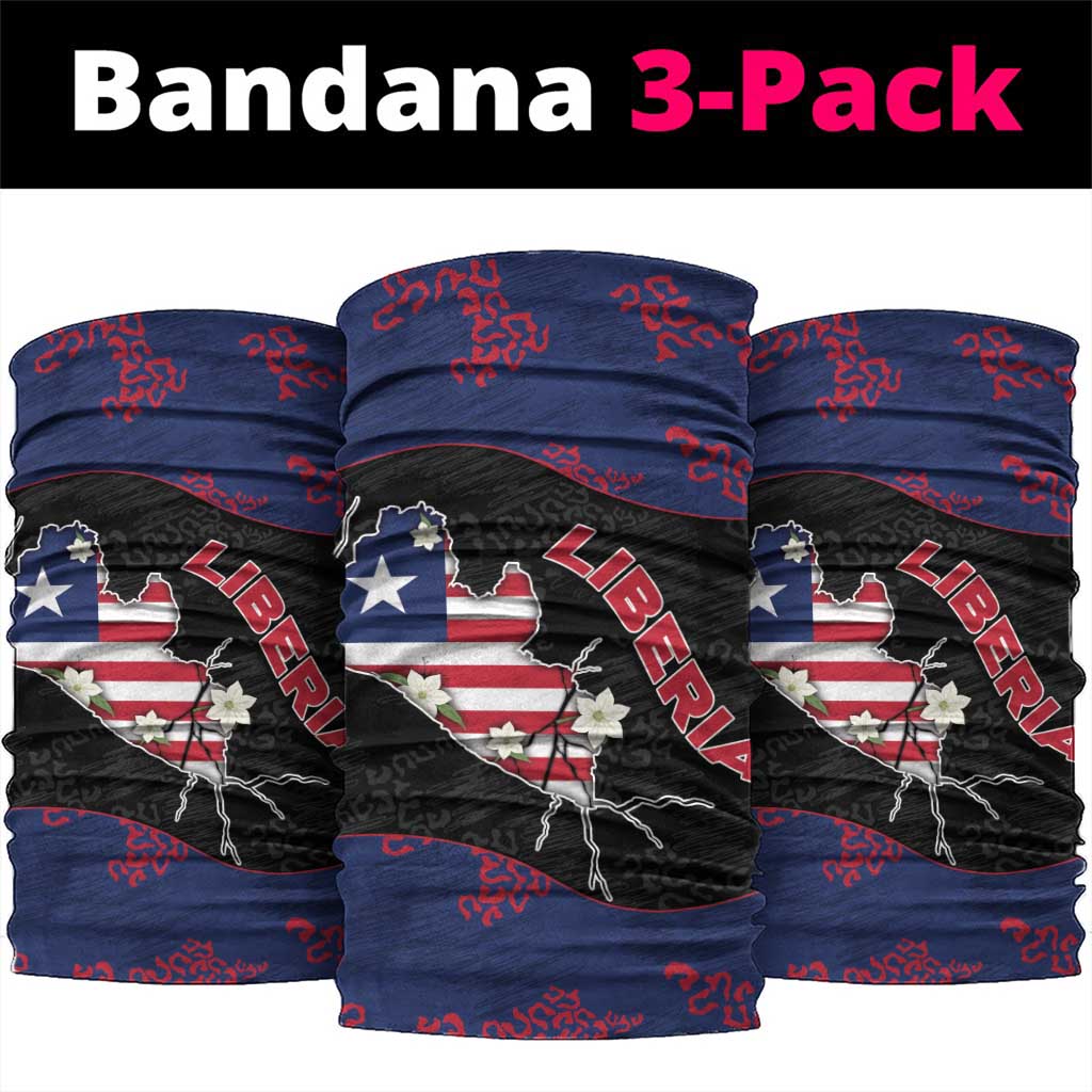 Liberia Neck Gaiter Map With Pepper Flowers Scratch Texture