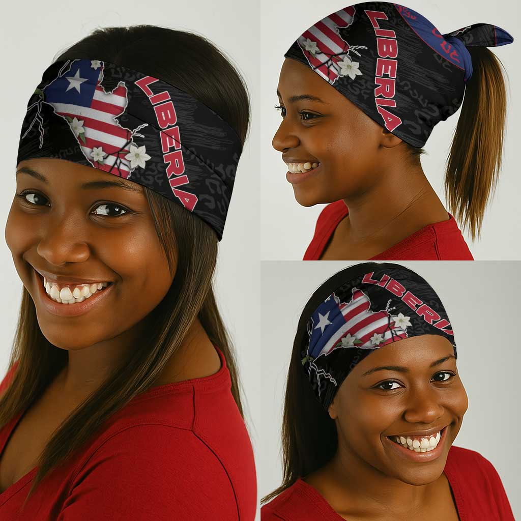 Liberia Neck Gaiter Map With Pepper Flowers Scratch Texture