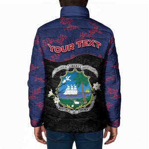 Personalized Liberia Padded Jacket Map With Pepper Flowers Scratch Texture