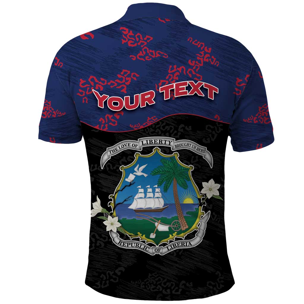 Personalized Liberia Polo Shirt Map With Pepper Flowers Scratch Texture