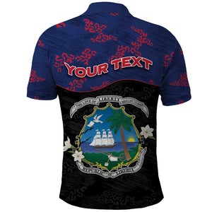 Personalized Liberia Polo Shirt Map With Pepper Flowers Scratch Texture