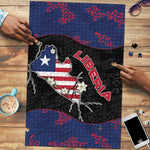 Liberia Puzzle Map With Pepper Flowers Scratch Texture