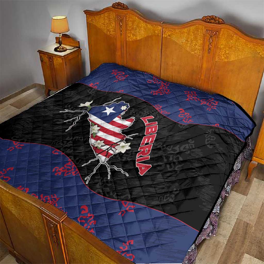 Liberia Quilt Map With Pepper Flowers Scratch Texture