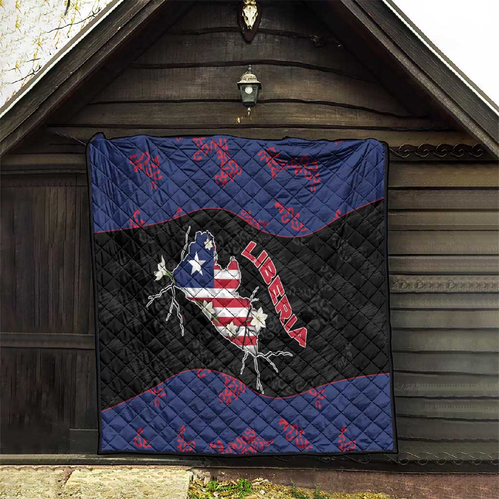 Liberia Quilt Map With Pepper Flowers Scratch Texture