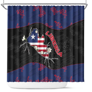 Liberia Shower Curtain Map With Pepper Flowers Scratch Texture