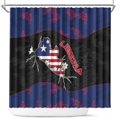 Liberia Shower Curtain Map With Pepper Flowers Scratch Texture