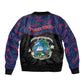 Personalized Liberia Sleeve Zip Bomber Jacket Map With Pepper Flowers Scratch Texture