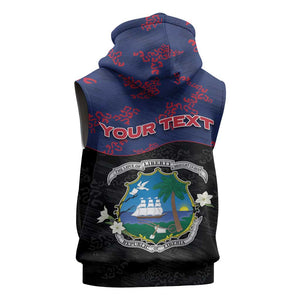 Personalized Liberia Sleeveless Hoodie Map With Pepper Flowers Scratch Texture