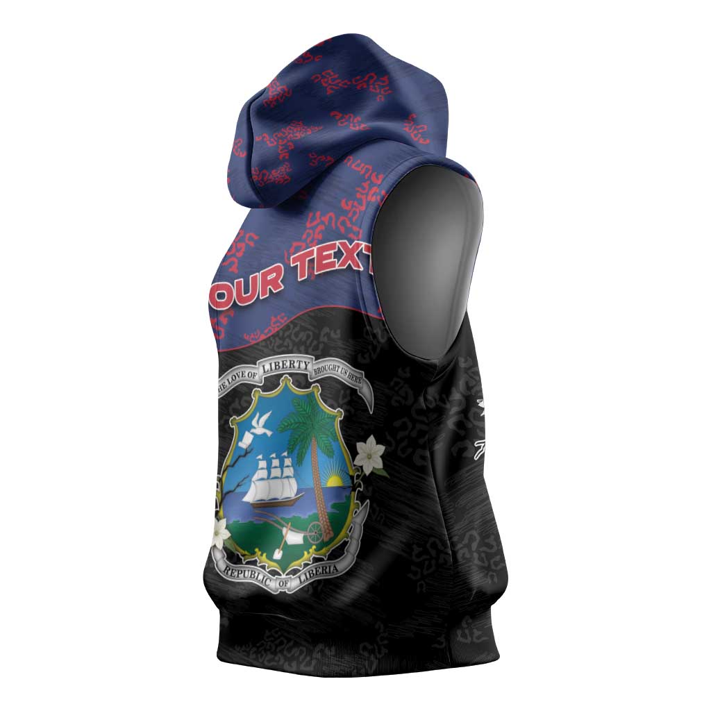 Personalized Liberia Sleeveless Hoodie Map With Pepper Flowers Scratch Texture