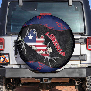 Liberia Spare Tire Cover Map With Pepper Flowers Scratch Texture