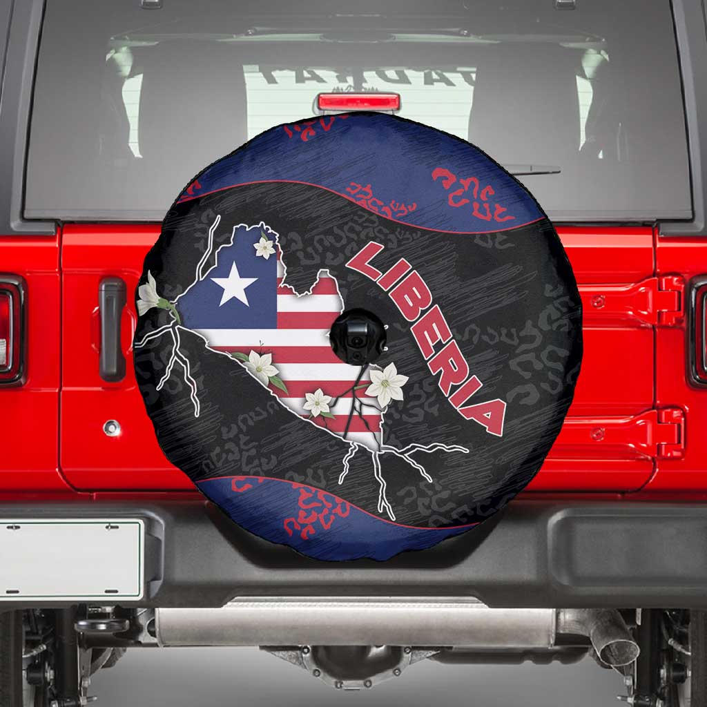Liberia Spare Tire Cover Map With Pepper Flowers Scratch Texture