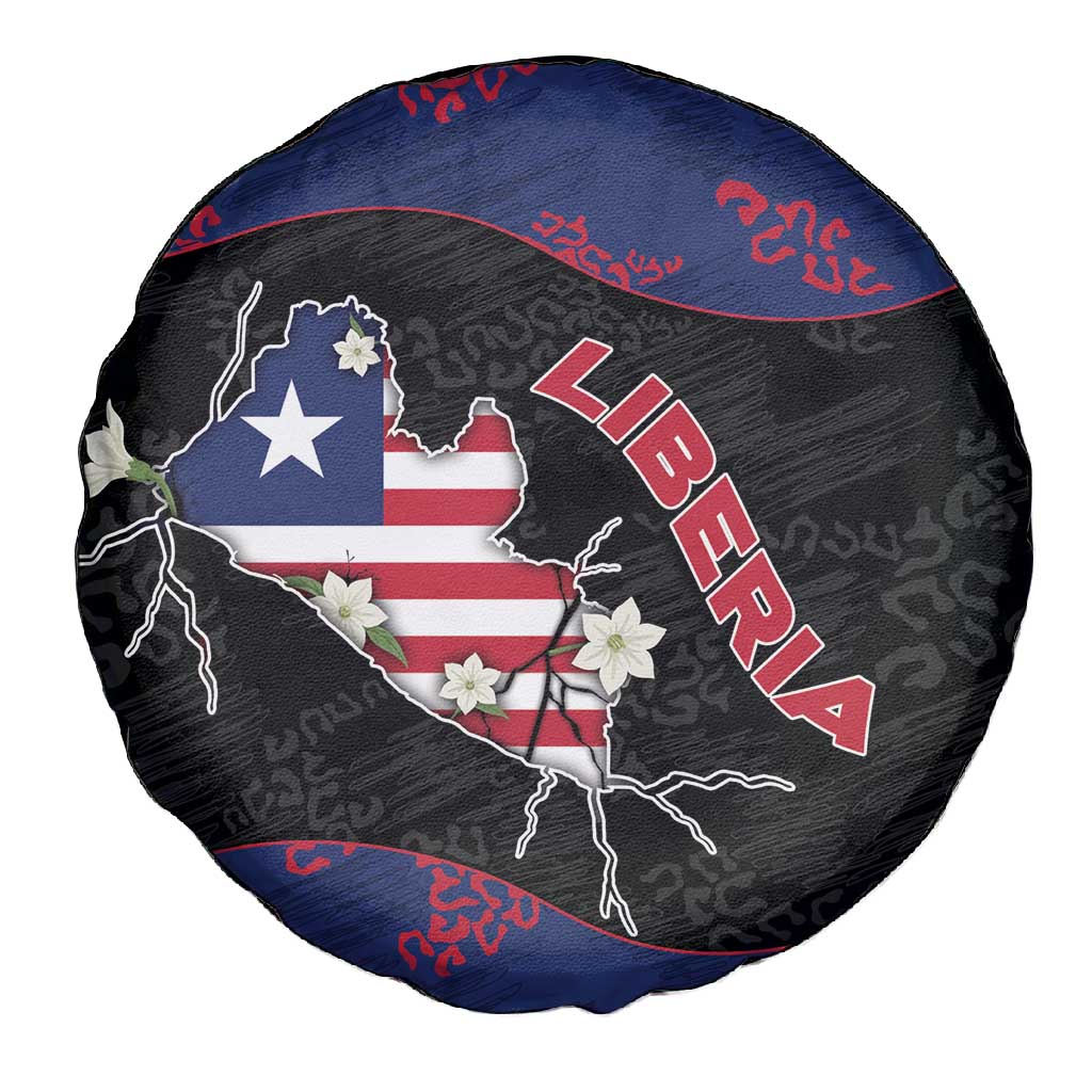 Liberia Spare Tire Cover Map With Pepper Flowers Scratch Texture