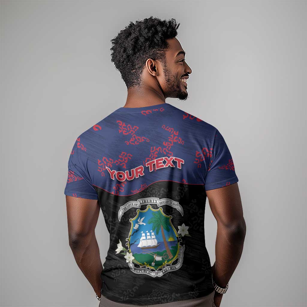Personalized Liberia T shirt Map With Pepper Flowers Scratch Texture