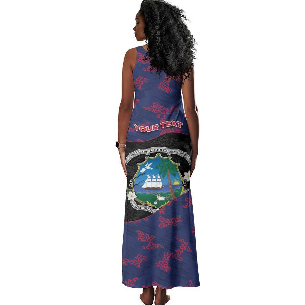 Personalized Liberia Tank Maxi Dress Map With Pepper Flowers Scratch Texture