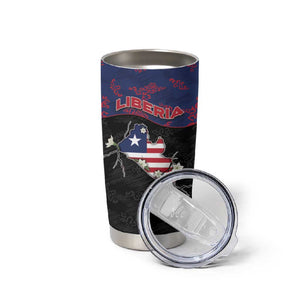 Personalized Liberia Tumbler Cup Map With Pepper Flowers Scratch Texture