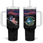 Personalized Liberia Tumbler With Handle Map With Pepper Flowers Scratch Texture