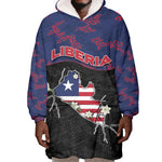 Personalized Liberia Wearable Blanket Hoodie Map With Pepper Flowers Scratch Texture