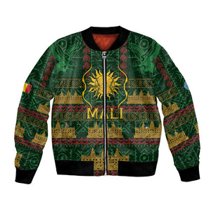 Mali Bomber Jacket Golden Sun And Mosque Patterns Retro Style