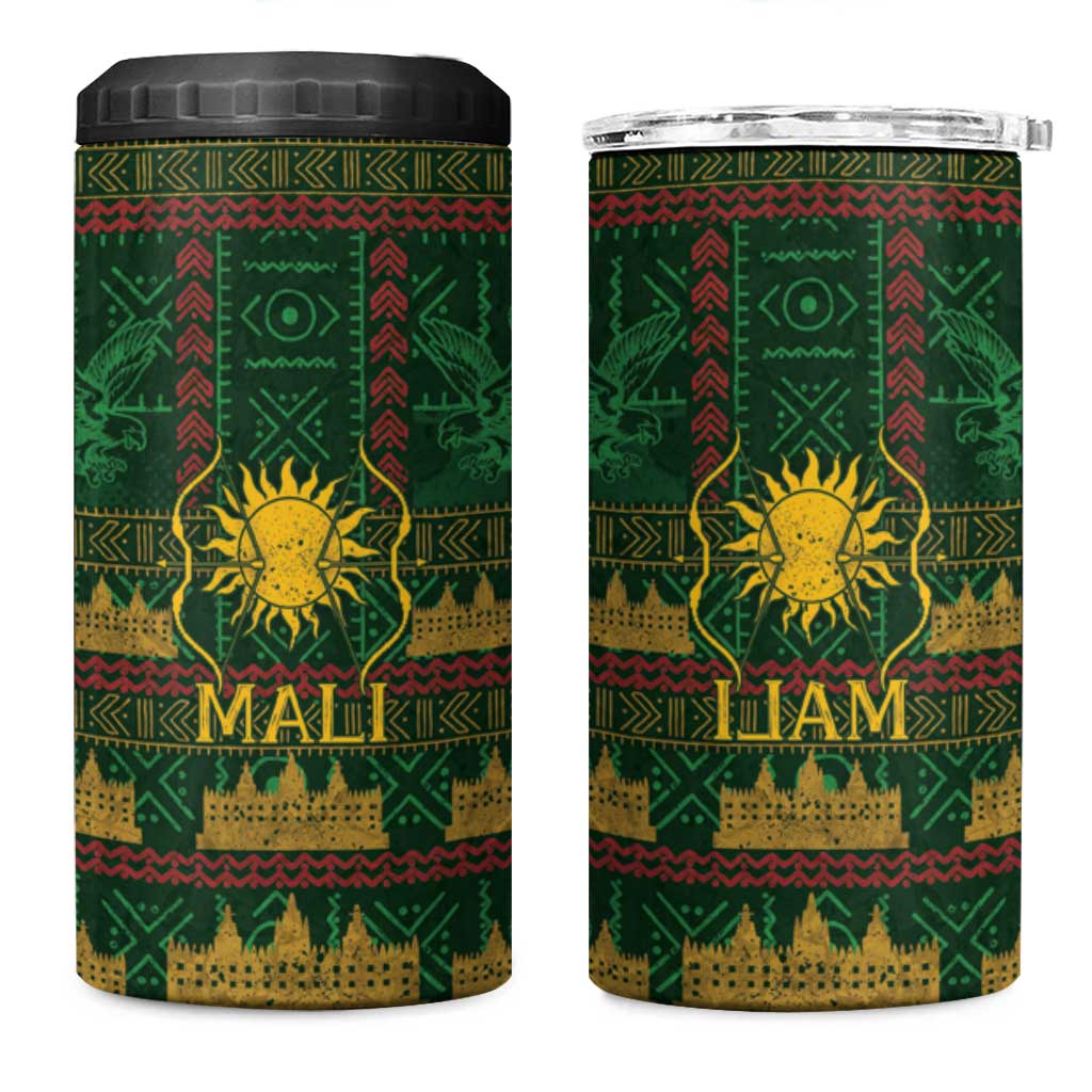 Mali 4 in 1 Can Cooler Tumbler Golden Sun And Mosque Patterns Retro Style