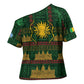 Mali Cross Shoulder Shirt Golden Sun And Mosque Patterns Retro Style