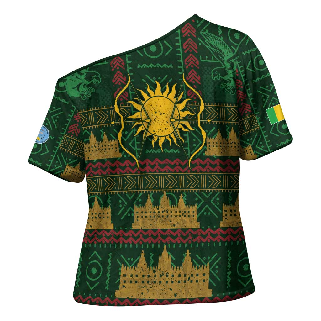Mali Cross Shoulder Shirt Golden Sun And Mosque Patterns Retro Style