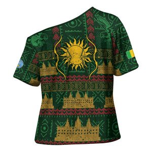 Mali Cross Shoulder Shirt Golden Sun And Mosque Patterns Retro Style