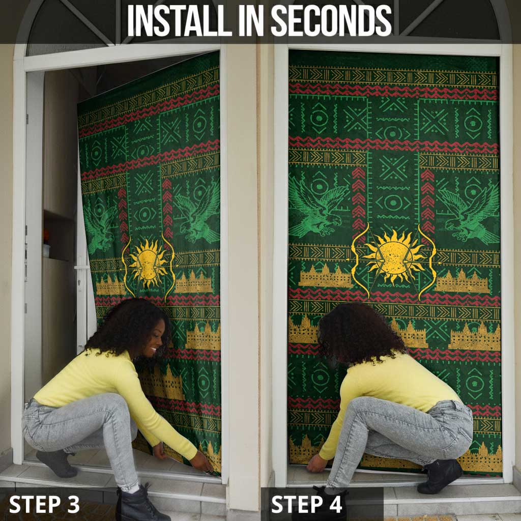 Mali Door Cover Golden Sun And Mosque Patterns Retro Style