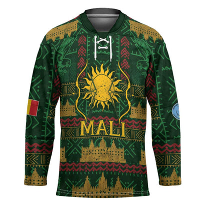 Mali Hockey Jersey Golden Sun And Mosque Patterns Retro Style