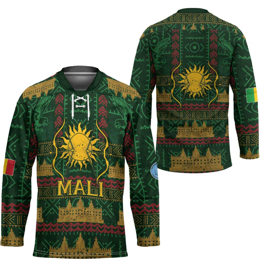 Mali Hockey Jersey Golden Sun And Mosque Patterns Retro Style