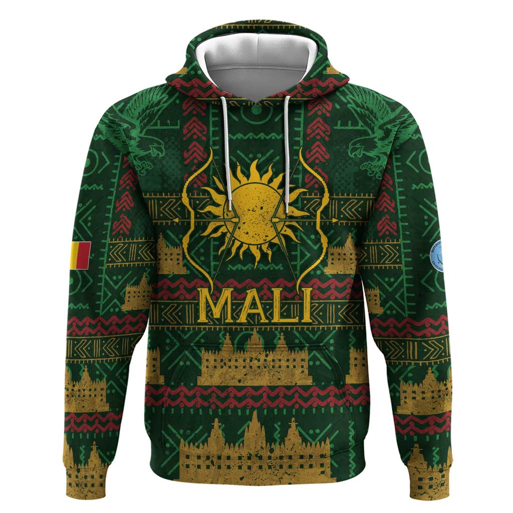 Mali Hoodie Golden Sun And Mosque Patterns Retro Style