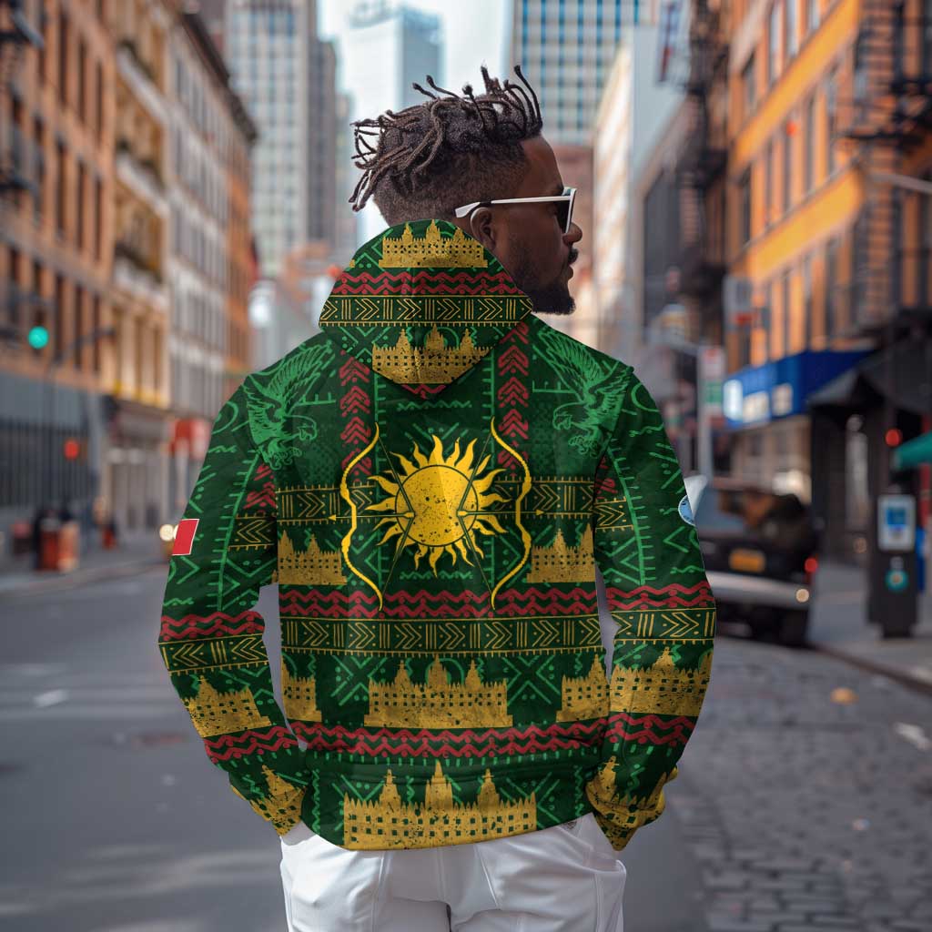 Mali Hoodie Golden Sun And Mosque Patterns Retro Style