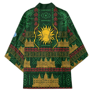 Mali Kimono Golden Sun And Mosque Patterns Retro Style