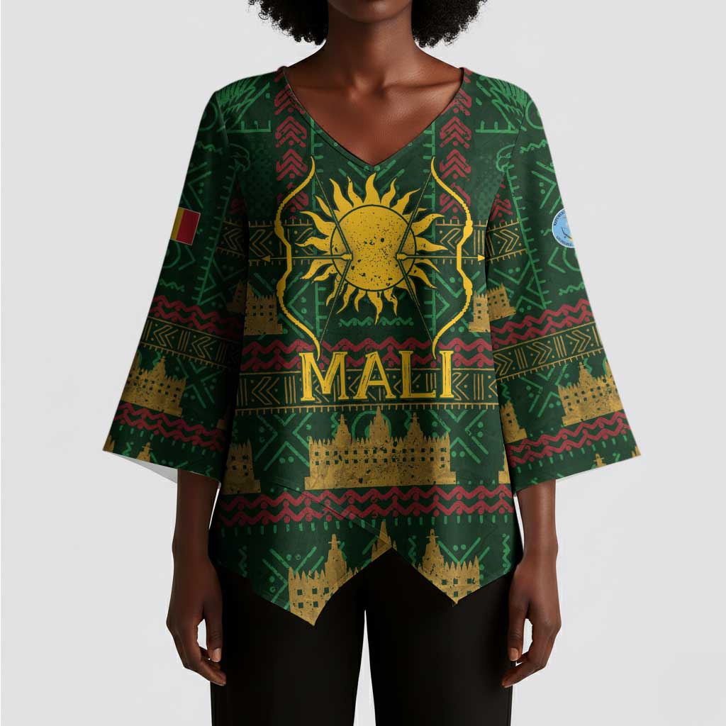 Mali Kimono Sleeve Blouse Golden Sun And Mosque Patterns Retro Style