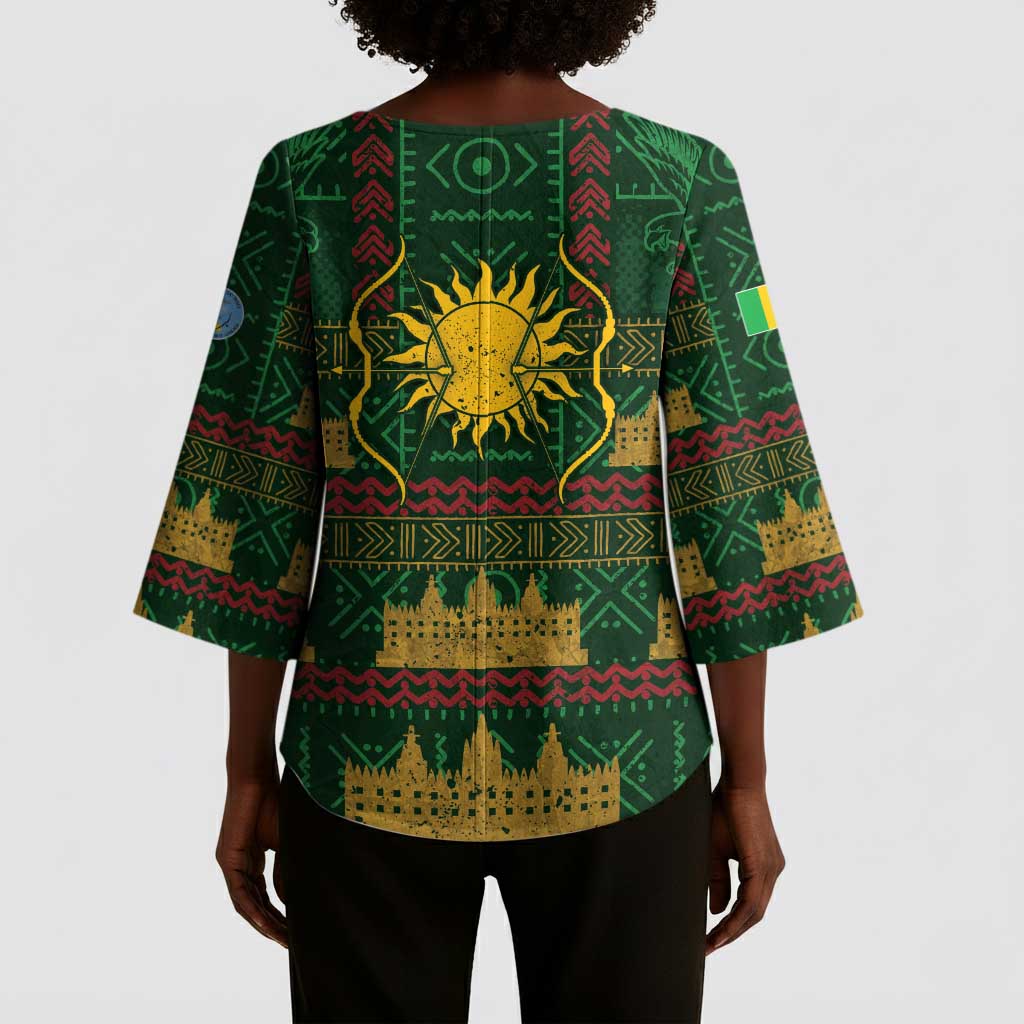 Mali Kimono Sleeve Blouse Golden Sun And Mosque Patterns Retro Style