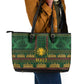 Mali Leather Tote Bag Golden Sun And Mosque Patterns Retro Style