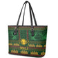 Mali Leather Tote Bag Golden Sun And Mosque Patterns Retro Style