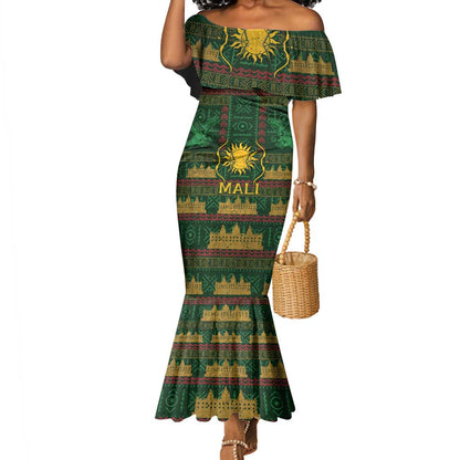 Mali Mermaid Dress Golden Sun And Mosque Patterns Retro Style
