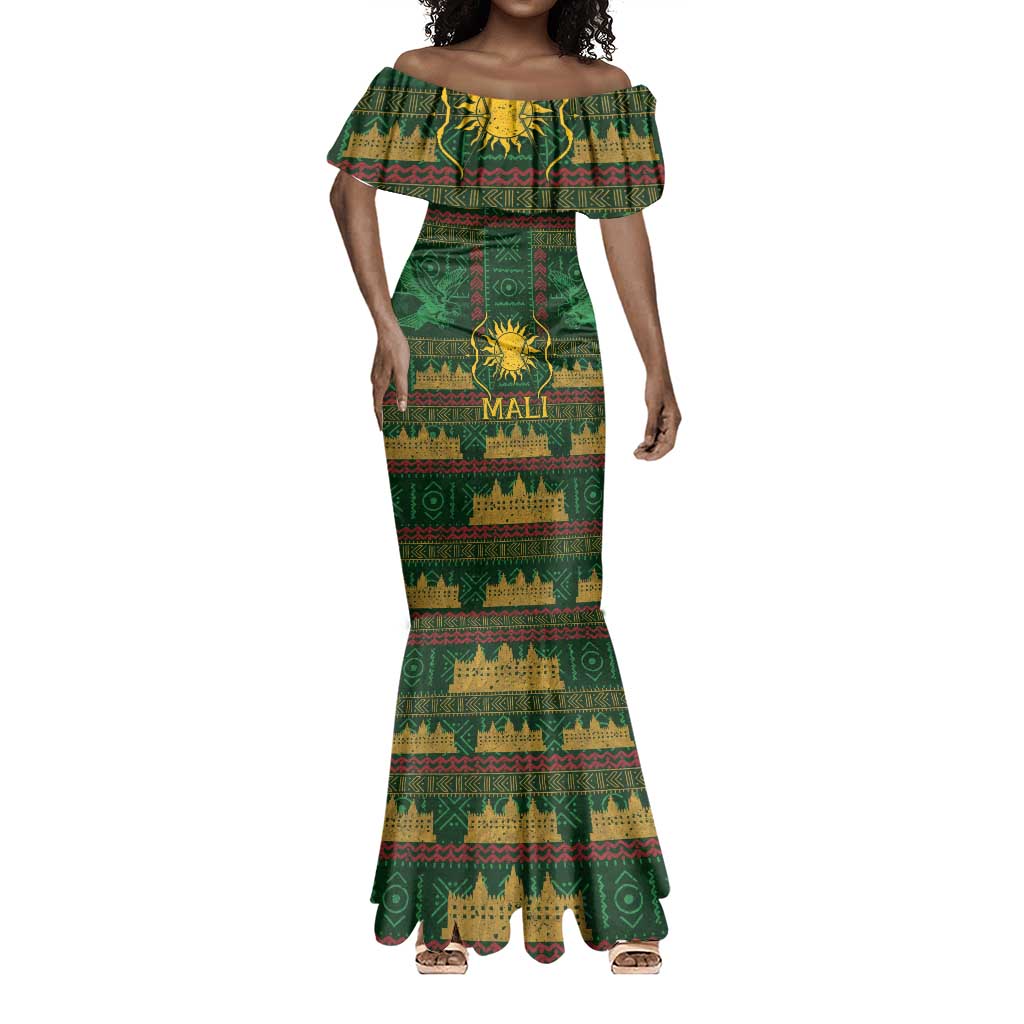 Mali Mermaid Dress Golden Sun And Mosque Patterns Retro Style